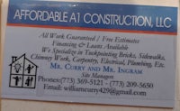 a sign for affordable a construction llc